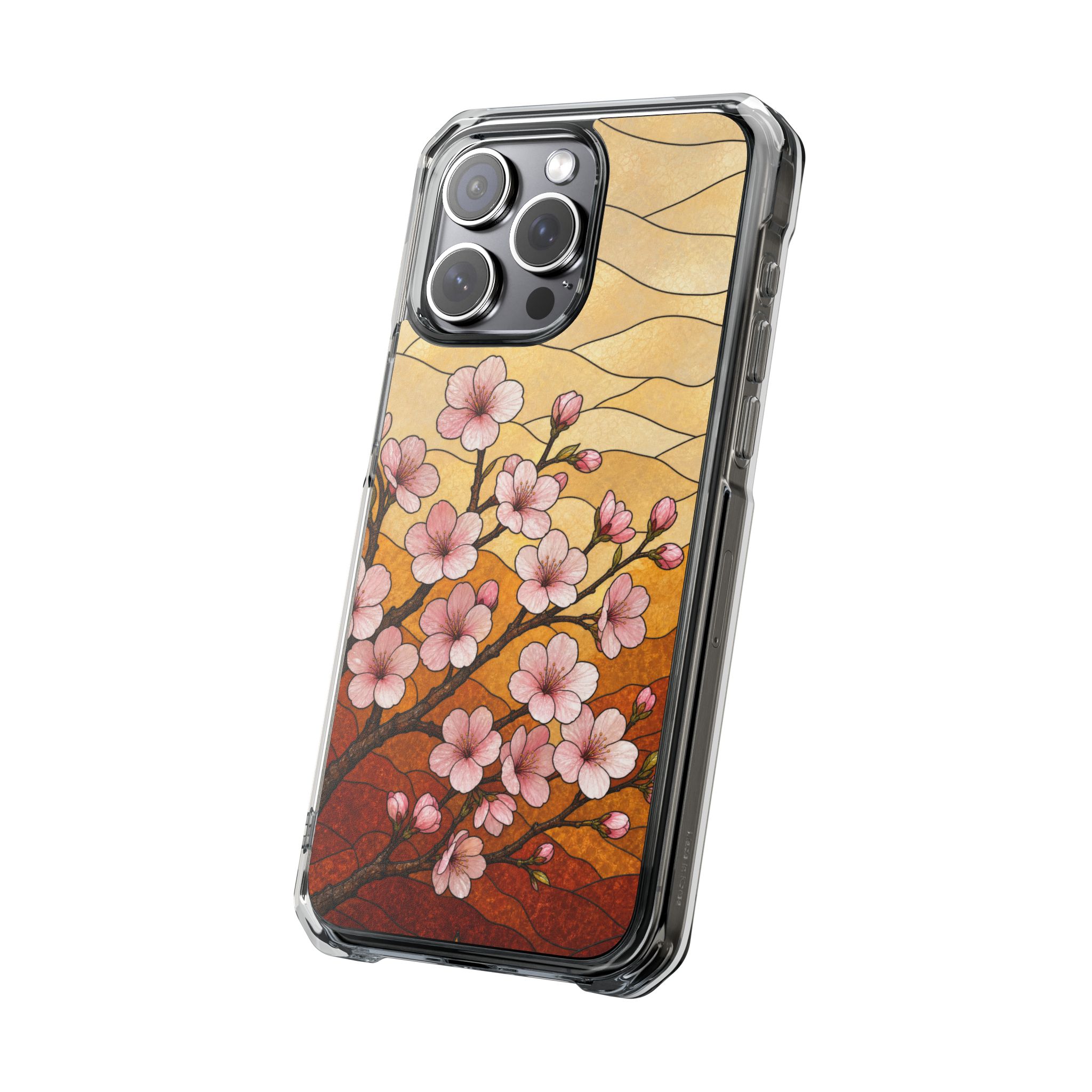 Cherry Blossom Faux Stained Glass Phone Case, Slim Clear Case for iPhone 17 16 15 Pro Max, Protective Gift Case — MagSafe - Image 14